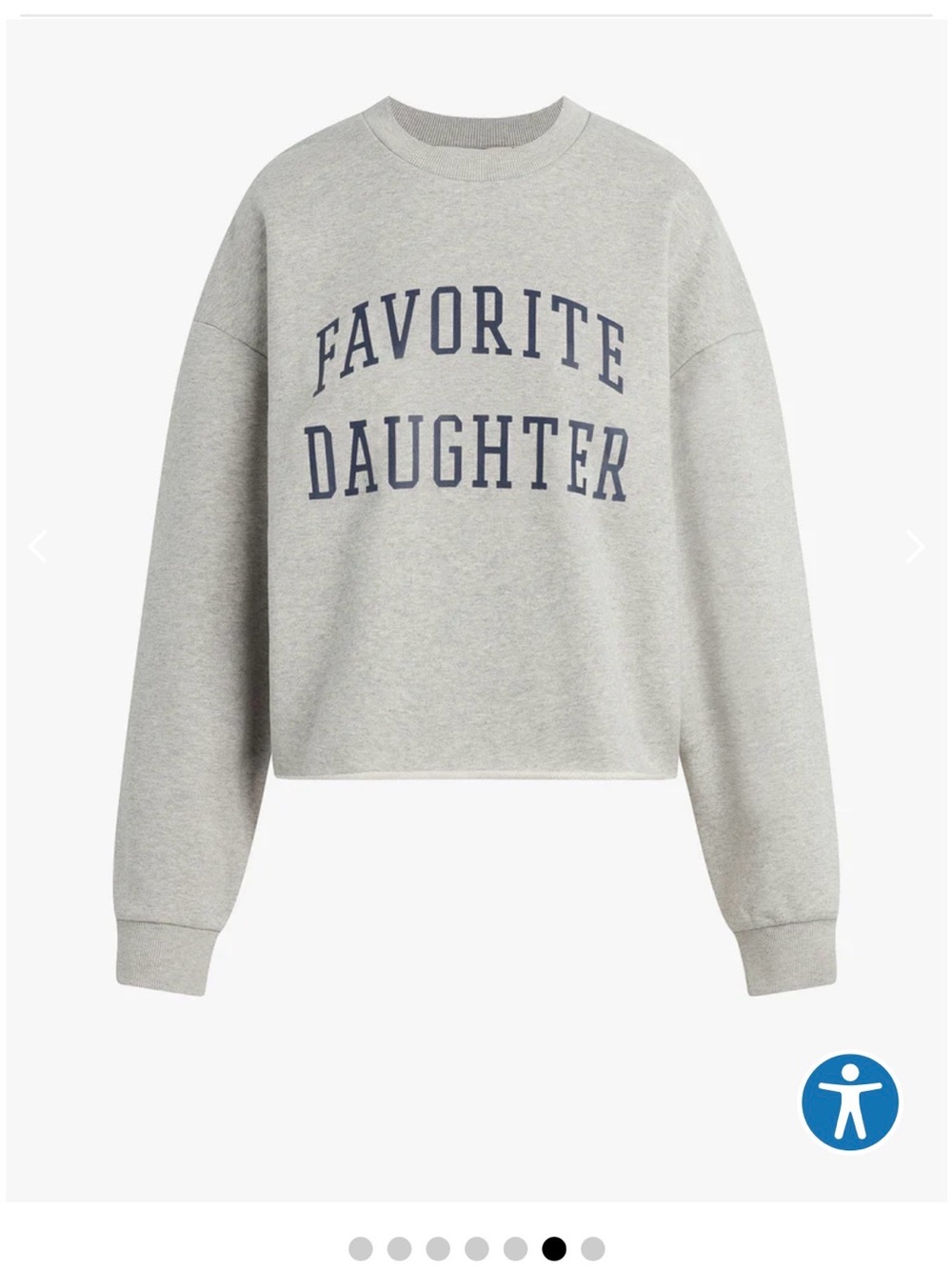 Favorite Daughter Cropped Collegiate Sweatshirt - Heather Grey Navy NWT - Picture 6 of 6